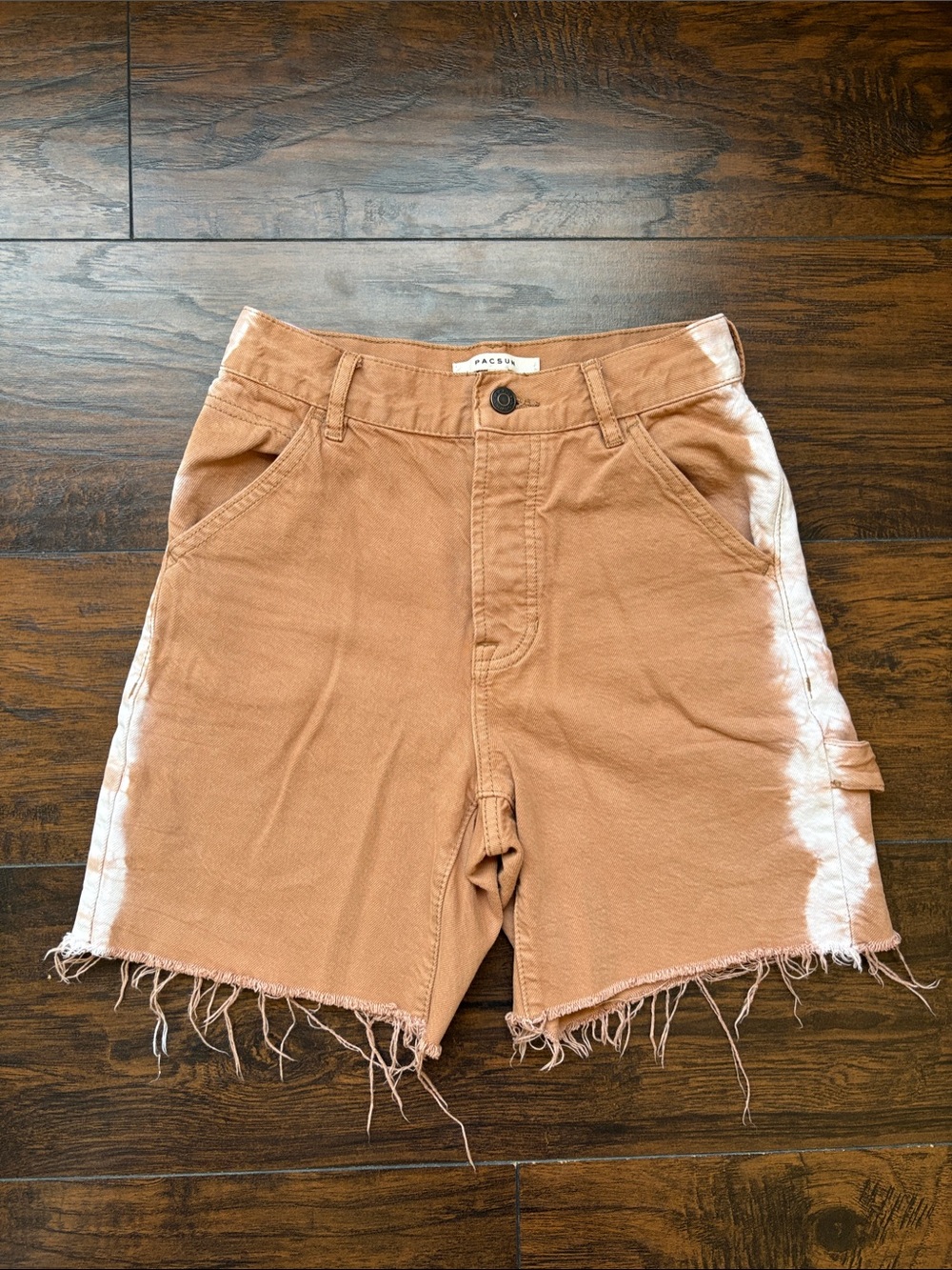 PacSun Rust Brown Tie-Dye Frayed Hem Shorts